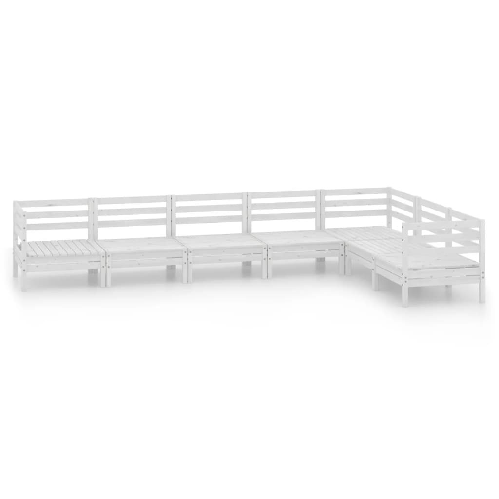 7-tlg. Garten-Lounge-Set Massivholz Kiefer Weiss